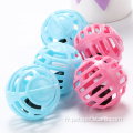 jouets de chat à boule de cloche en plastique creux de couleur unique